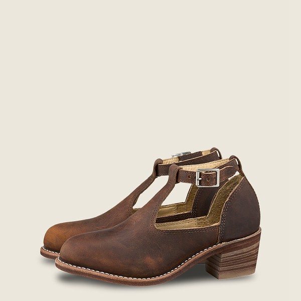 Red Wing Heritage Boots Brown - Red Wing Womens Ida - Heeled Rough & Tough Leather Steel Toe - GRKLS